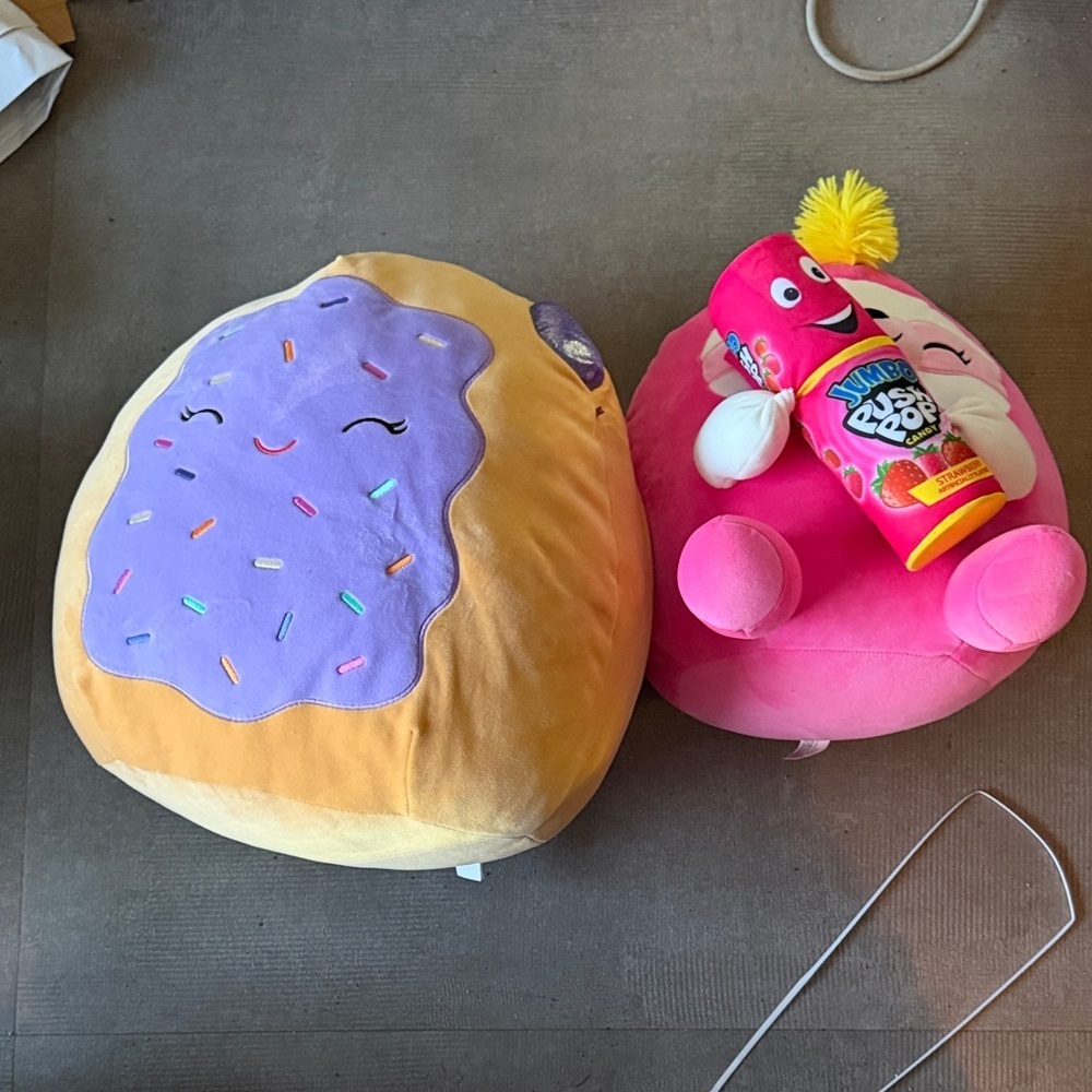 Squishmallow Plush Donut and Push Pop Character Kids Toy Set - Purple & Pink